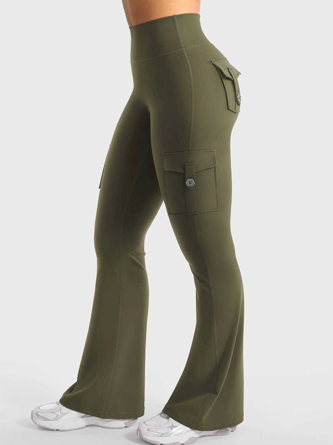 Green Flared Cargo Leggings